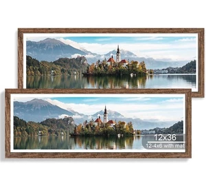 12x36 Picture Frame 2 Packs, Real Glass and Rustic Brown Wood Frame, Display - Picture 1 of 5