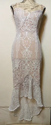 WINDSOR Vestido de Encaje Blanco con Forro Beige Adolescentes Niñas Talla Pequeña Foto 1 de 4