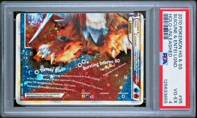 PSA 4 2010 Pokemon HGSS Unleashed Entei & Suicune Legend Bottom 95/95 Holo Foil - Image 1 of 2