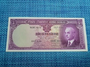 ๐น๐ท Turkey 1 lira 1930 ( 1940 ) P-135 XF series B17 banknote 063025-7 - Picture 1 of 2