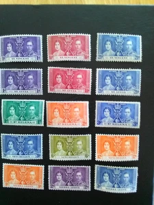 BRITISH COMMEMWEALTH OMNIBUS ISSUE 5 SETS M/MINT STAMPS 1937 CORONATION. - Picture 1 of 2
