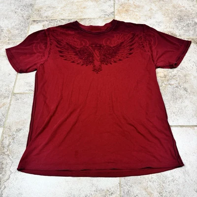 Camisa Y2K Retrofit Para Hombres 2XL Alas Rojas Estampado Por Todas Partes Aflicción Look Foto 1 de 4