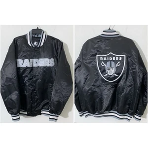 Starter Jacke Black Label Satin Bomber NFL 2017 Las Vegas Raiders Herren Large - Bild 1 von 11