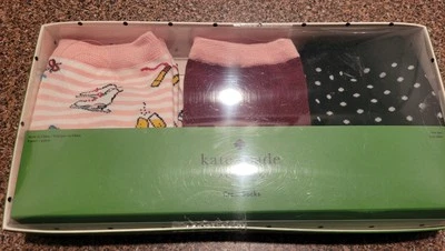 Kate Spade ladies 3 pcs crew socks with skates, solid, polka dot designs (New) - Image 1 of 4