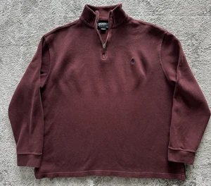 Polo Ralph Lauren 1/4 Zip Pullover Herren XLarge 100% Baumwolle weinrot, marineblau Pony - Bild 1 von 8