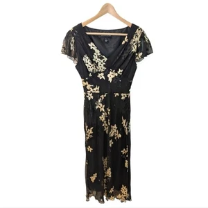 Vestido Vintage Jones New York Mezcla Seda Floral Burnout Cachicho Negro Dorado 8 - Imagen 1 de 12