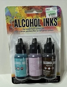 Ranger Tim Holtz Alcohol Ink .5oz 3/Pkg-Retro Cafe-Pool/Pink Sherbert/Espresso - Picture 1 of 3