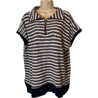 Cato Womens Striped Tunic Top Size 18/20W Zipper Detail Nautical Preppy Classic - Image 1 of 4