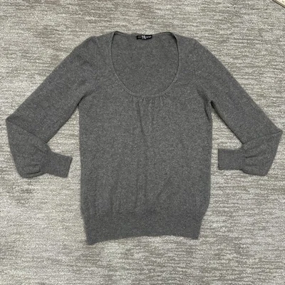 Suéter feminino autógrafo Marks & Spencer EUA 12 cinza cashmere pulôver gola redonda - Imagem 1 de 4