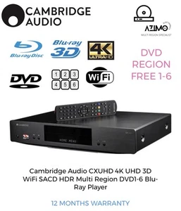 Cambridge Audio CXUHD 4K 3D WiFi SACD HDR Multi Region DVD 1-6 Blu-Ray Player - Picture 1 of 13