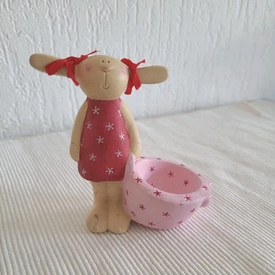 Räder Osterfigur Hasenbande Lore Löffel  mit Eierbecher ,von 2006,Keramik Hase - Bild 1 von 4