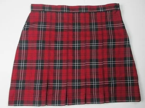 LANDS END rot/schwarz karierter Schuluniform Kastenfaltenrock Mädchen 12 *NEU* - Bild 1 von 6