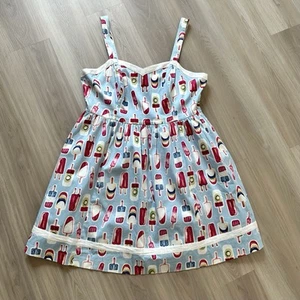 Mod Cloth Size 2X Sun Dress Popsicle Ice Cream Blue Red Fully Lined Cruise - Picture 1 of 13