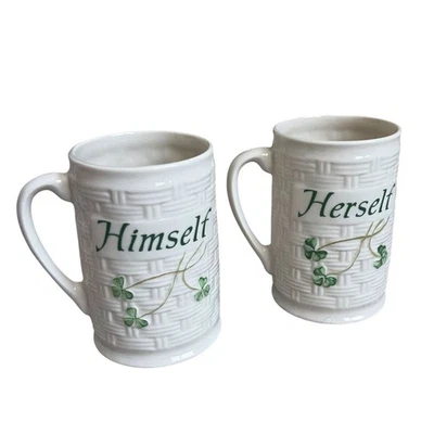 Taza Belleek Él mismo China Coleccionable Tejido de Cesta Trébol Irlanda Irlandesa Foto 1 de 4