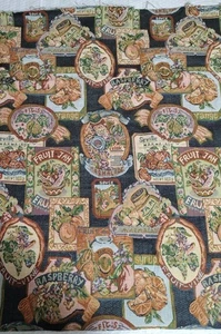 Vintage Fruit Jam Marmalade Tapestry Fabric Piece 54" X 57" - Picture 1 of 3