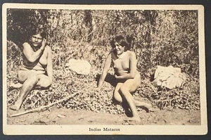 Two Nude Mataco Indian Women Sitting Outdoors~Argentina postcard Indias Matacos - Picture 1 of 3