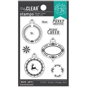 Hero Arts Greetings HOLIDAY CHEER ORNAMENTS Clear Stamps, 3" x 4"