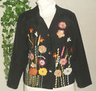 VINTAGE Indigo Moon Black Blazer with Applique Flowers & Ribbons  Sz 8-10 Pet