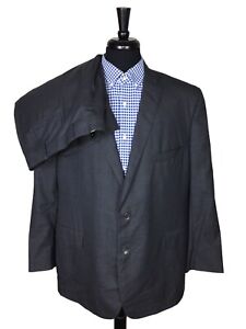Tom James Royal Classic Mens Gray/Blue Check 48R Wool 2PC Suit Pant 44x31.5