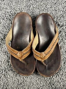 Olukai Mea Ola Herren Strand Sandalen hellbraun dunkel/java Premium Leder Flip-Flop Gr. 8 - Bild 1 von 4