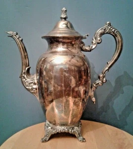Vintage Oneida USA Kaffee-/Teekanne mit Fuß und Deckel - versilbert. 11 zoll - Bild 1 von 11
