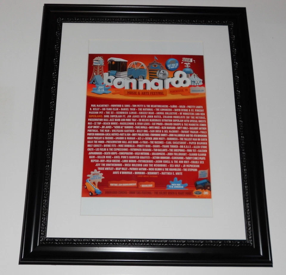 Póster Bonnaroo 2013 enmarcado grande de todas las bandas enumeradas McCartney, Wilco 24" por 20" Foto 1 de 1