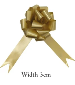 Celebrations, Occasions and Gift Wrapping POLY RIBBON PULL BOWS 30mm GOLD - Picture 1 of 7