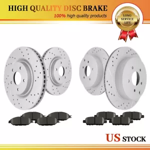 Front & Rear Drilled Rotor Brake Pad for Nissan Murano Pathfinder Infiniti QX60 - Picture 1 of 6