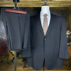 Pronto Uomo 44S 36 x 26 2 Piece Black 100% Wool 2 Button Flat Front Pants Suit