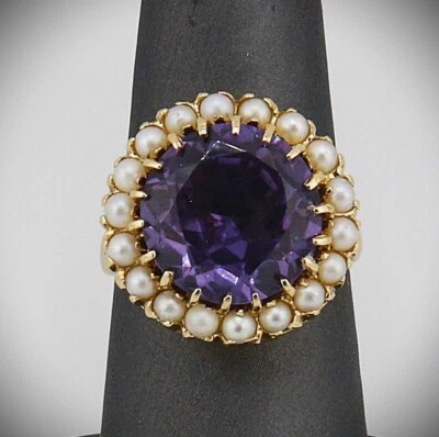 14K Yellow Gold Natural Alexandrite and Pearl Ring  - Image 1 of 2