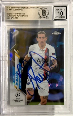 2019-20 Topps Chrome Sapphire UCL Angel Di Maria Signed #3 Beckett Auto Grade 10 - Image 1 of 2