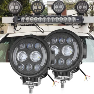 2x7'' Round LED Work Light Bar Spot Offroad Truck SUV ATV Driving Bumper Fog Pod - Picture 1 of 12