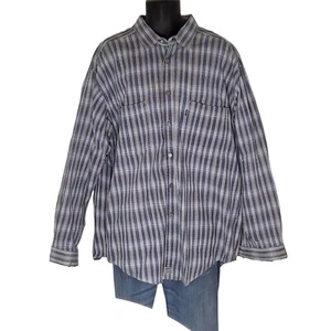 Vintage Levis Brushpopper Button Up Shirt Men Sz XL Plaid Striped 80s Western - Picture 1 of 7