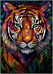 Stained Glass Tiger Jigsaw Puzzle 300/500/1000 Piece - Picture 1 of 4