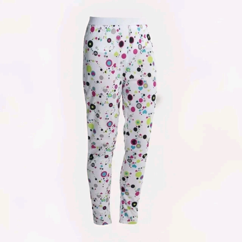 Hot Chillys Youth Pepper Skins Print Bottom, Dots & Hearts-White, X-Small  - Image 1 of 2