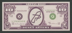 🔴CROACIA 10 Aktera ND 1990 Akter Bank Fantasy Note🔴Numista N#426745 - Imagen 1 de 2