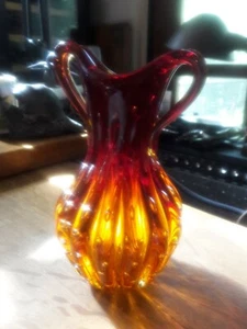  Murano Controlled Bubble Art Glass Vase, Red's & Oranges, bubbles - Picture 1 of 6