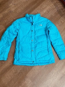 The North Face Girls 550 Down Filled Puffer Jacket Blue Size XL - Picture 1 of 8