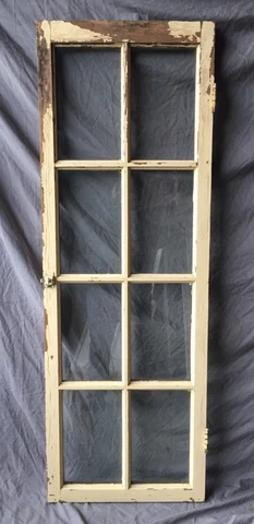 Antique Oak 8 Lite Casement Window Cabinet Old Shabby Vintage Chic 22X64 321-18C Cover