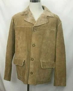 Men's BKE67 Buckle Real SUEDE Leather Buckle Coat / Jacket - Size LG - Button Up - Picture 1 of 12