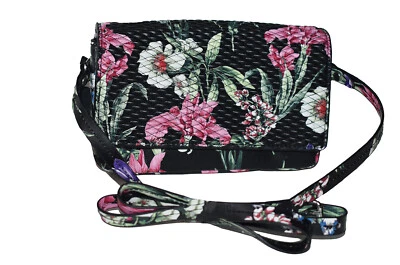 ZARA Women’s Shoulder Bag Quilted Black Floral Faux Leather Purse NEW - Image 1 of 4