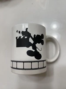 Disney MGM Studios Mickey Mouse Holding Clapboard Mug Cup 1987 Black White 10 Oz - Picture 1 of 3