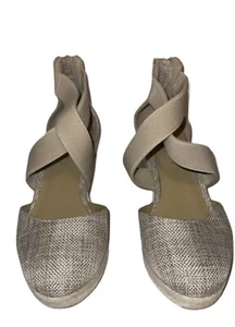 TALBOTS Beige Espadrille Braided Strap Closed Toe Wedge Sandals Women’s Size 6 - Picture 1 of 12