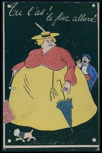 e frühe Kunst Xavier Sager Comic Humor Frau Akt Thema original alt 1910 Postkarte - Bild 1 von 2