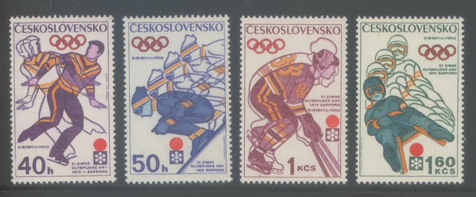 Czechoslovakia 1972 MNH** Winter Olympics Sapporo/Luge/Hockey/Skiing/Skating 4v - Photo 1/1