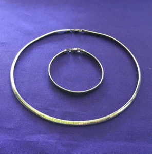 Vintage Omega schwer 4 mm Sterlingsilber 16" Halskette & 7" Armband Set Italien 26 g - Bild 1 von 5