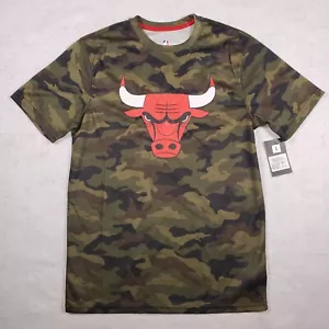 NBA Chicago Bulls Graphic Logo Men's Size S Camouflage Crew Neck Mesh T-Shirt - Picture 1 of 8