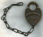 Great 1890&#39;s Western Union Telegraph Co. Brass Padlock with Great Patina