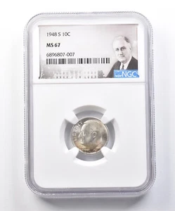 1948-S Roosevelt Dime MS67 NGC *3883 - Picture 1 of 3