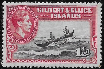 1939 BRITISH GILBERT & ELLICE ISLANDS SC#42🔥🔥MLH OG VF CANOE, BOAT - Image 1 of 2